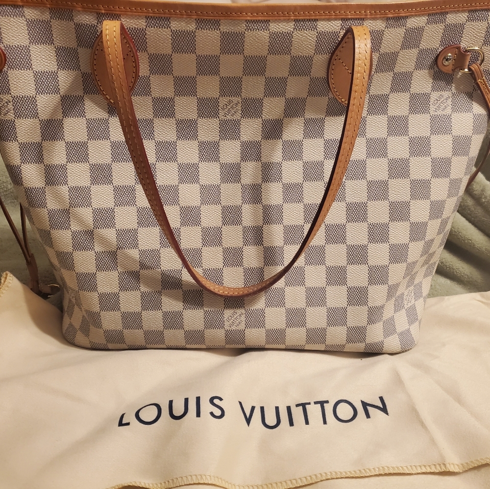 LV azure neverfull mm with Pink Interior